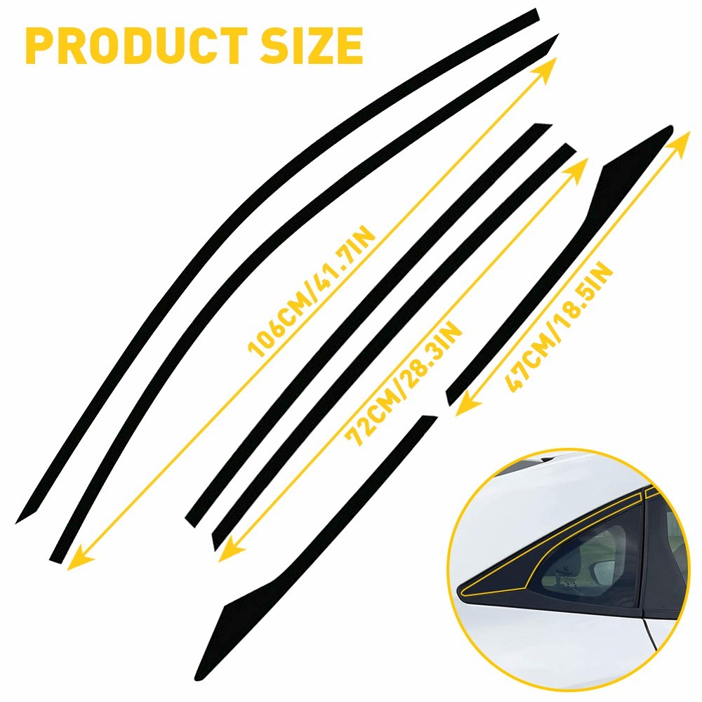 2set Glossy Black Window Side Vinyl Cover Trim For Honda Civic 2016-2021 Hatchba