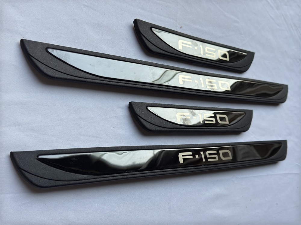 For Ford F-150 Black Steel Accessories Door Sill Protector Trim Scuff Plate X4
