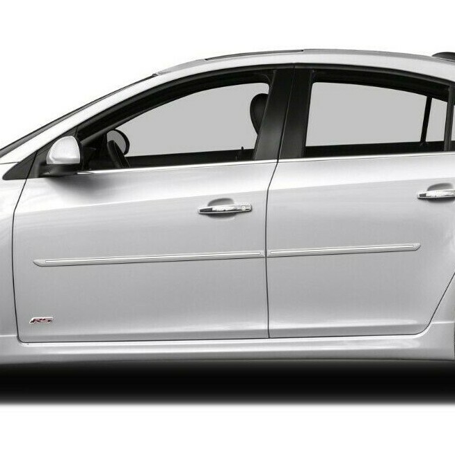For: Chevy Cruze 2011-16 Painted Body Side Moldings w/ Chrome Inserts #CF-CRUZE