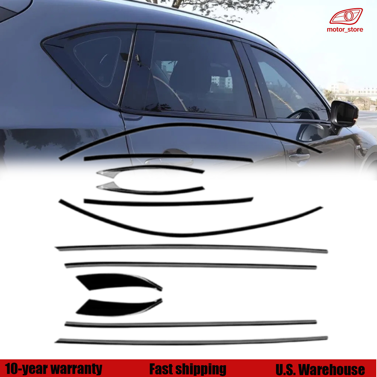 FOR Mazda CX-5 2017- 2025 Gloss Black Car Window Molding Trims Seal Belt Strips