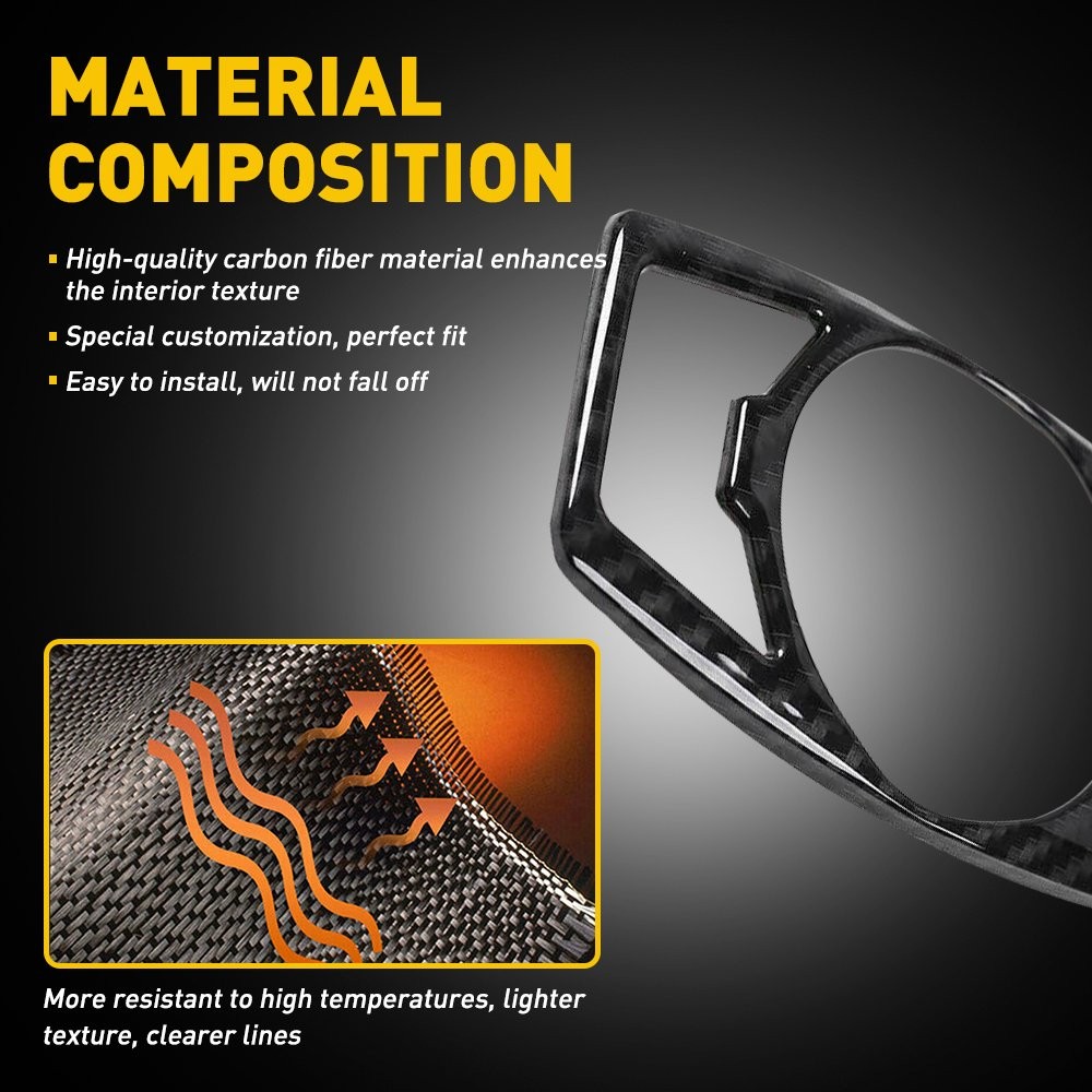 Carbon Fiber Grain Headlight Switch Cover Trim for 2015-2020 Ford F150 Mustang &