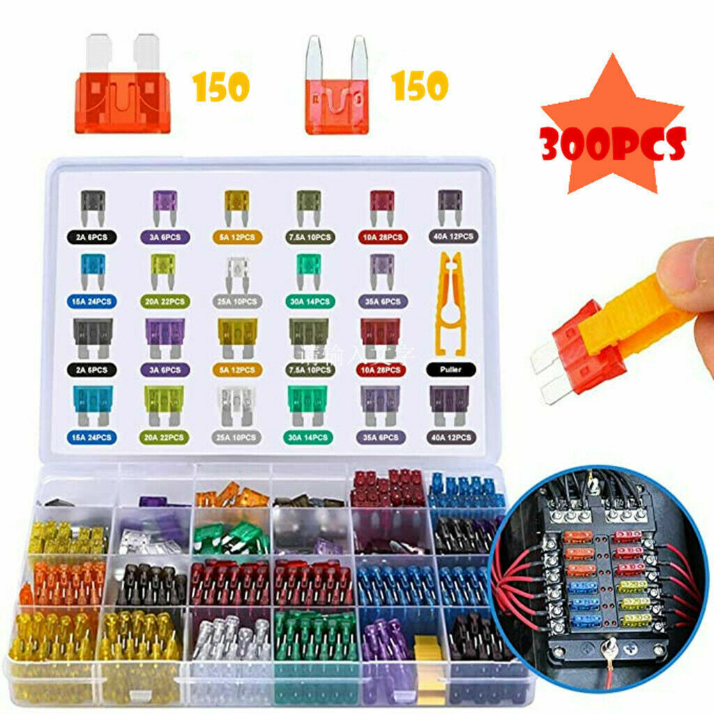 300pcs Car Blade Fuse Assortment Assorted Kit Blade Set Auto Truck Automotive