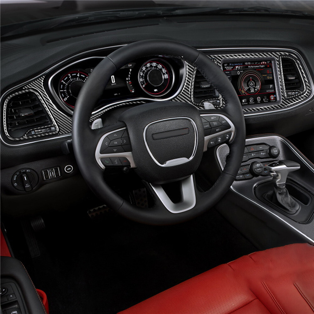 8x Dashoard Carbon Fiber Interior Trim Set For Dodge Challenger 2015-20
