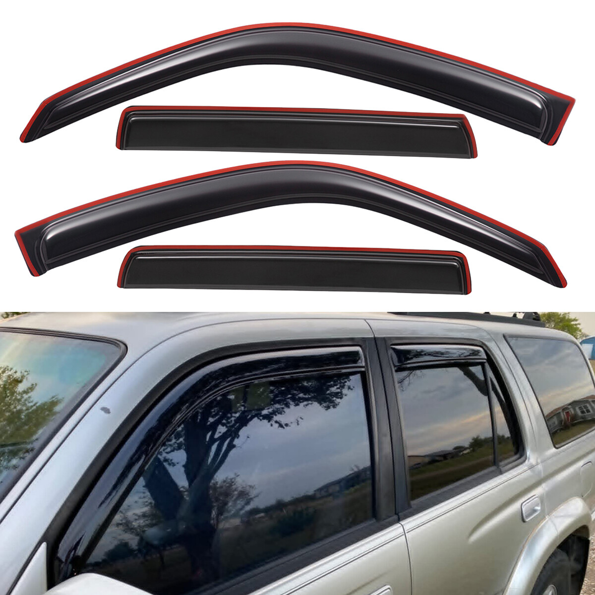 In-Channel Acrylic Sleek Window Visor Rain Guard for 1996-2002 Toyota 4Runner