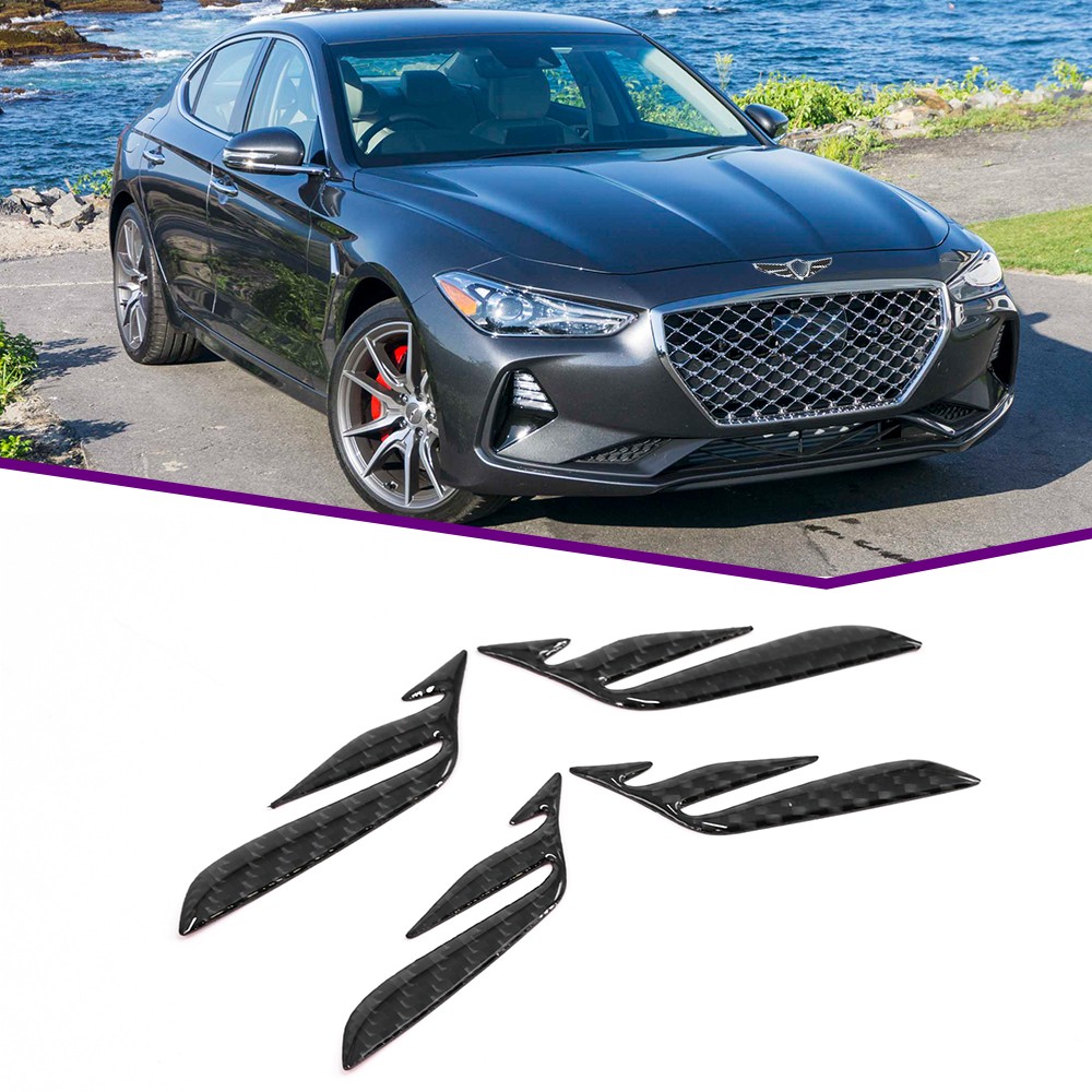 4PCS/SET For Genesis G70 Carbon Fiber Front Rear Grille Logo Decorative Stickers