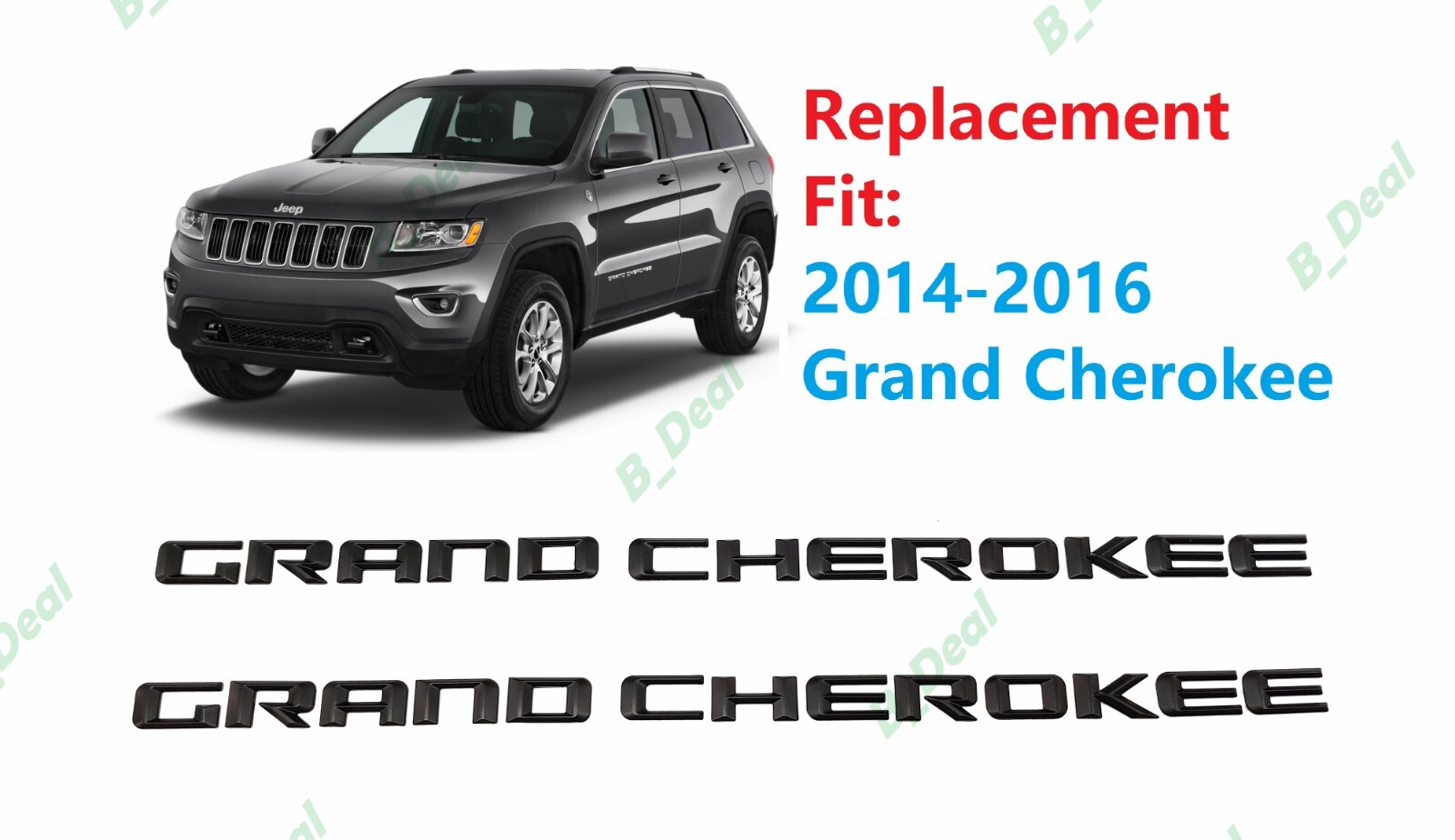 Matte Black Door Grand Cherokee Letters Emblems Fit 2014-2016