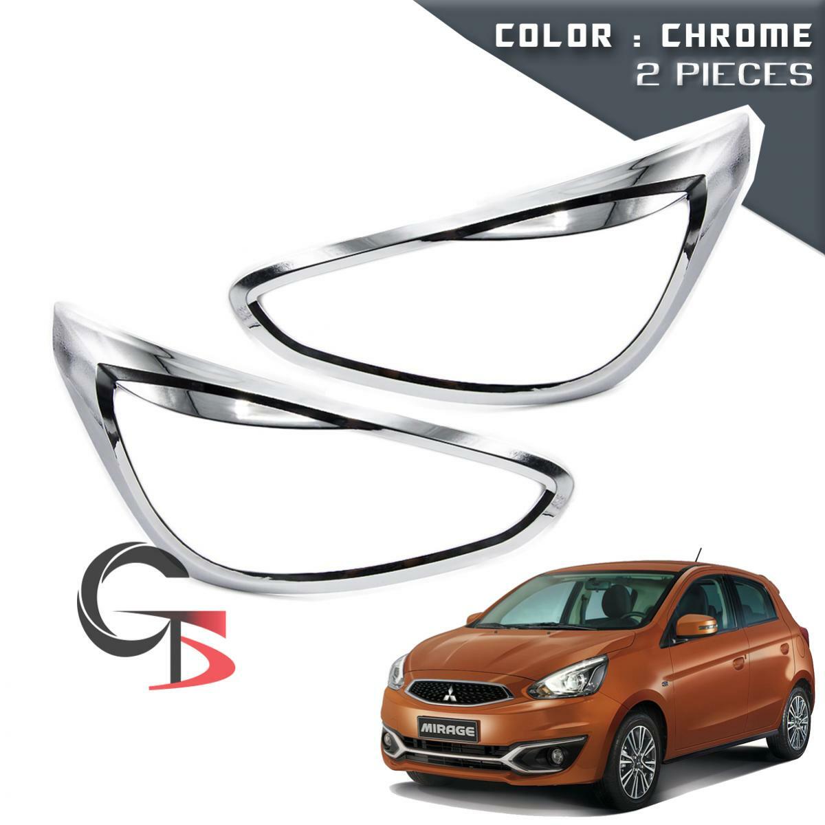 Fits Mitsubishi Mirage Space Star 2016 17 Head Lamp Light Cover Chrome Trim 2 Pc