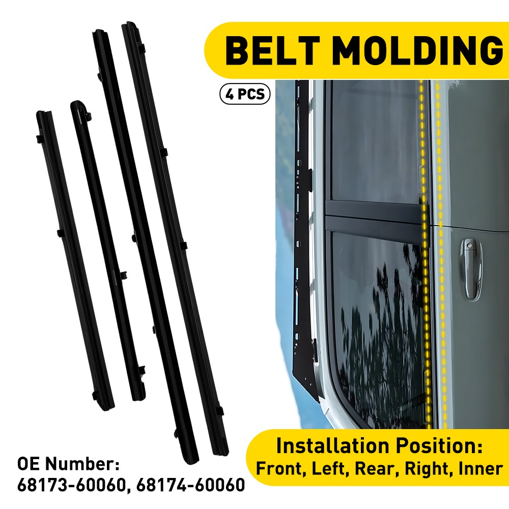 4PCS Window Weatherstrip Seal Belts Moulding For Toyota 4Runner 2010-2024 Inside