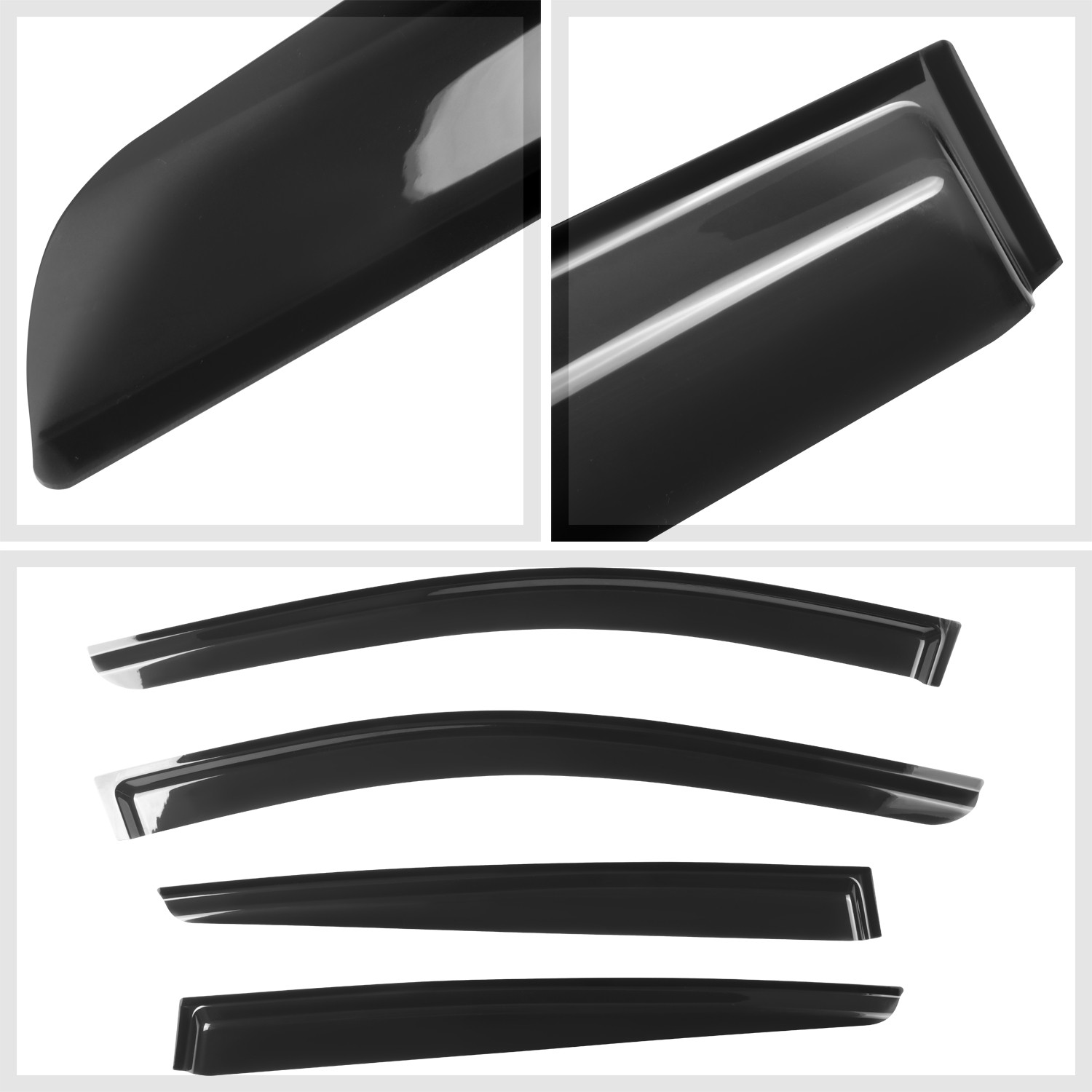 4-Pieces Glossy Black 3M Adhesive Tape Window Visors Set for 17-22 KIA Sportage