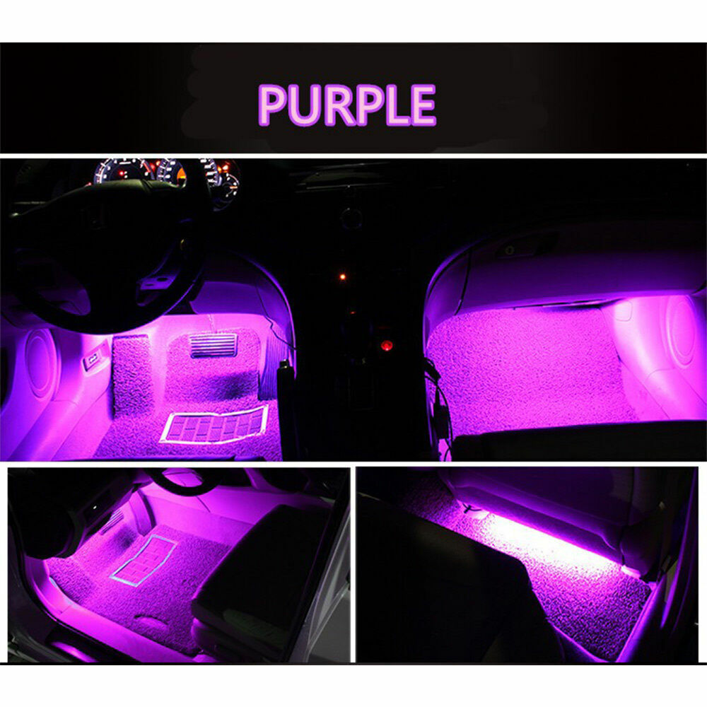 4x Purple 9 LED Charge Car Interior Accessories Foot Car Decorative Light Lamps