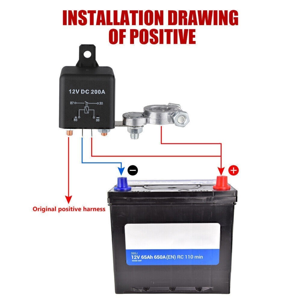 Wireless Dual Remote 12V 200A Car Battery Disconnect Switch Kill Relay Black