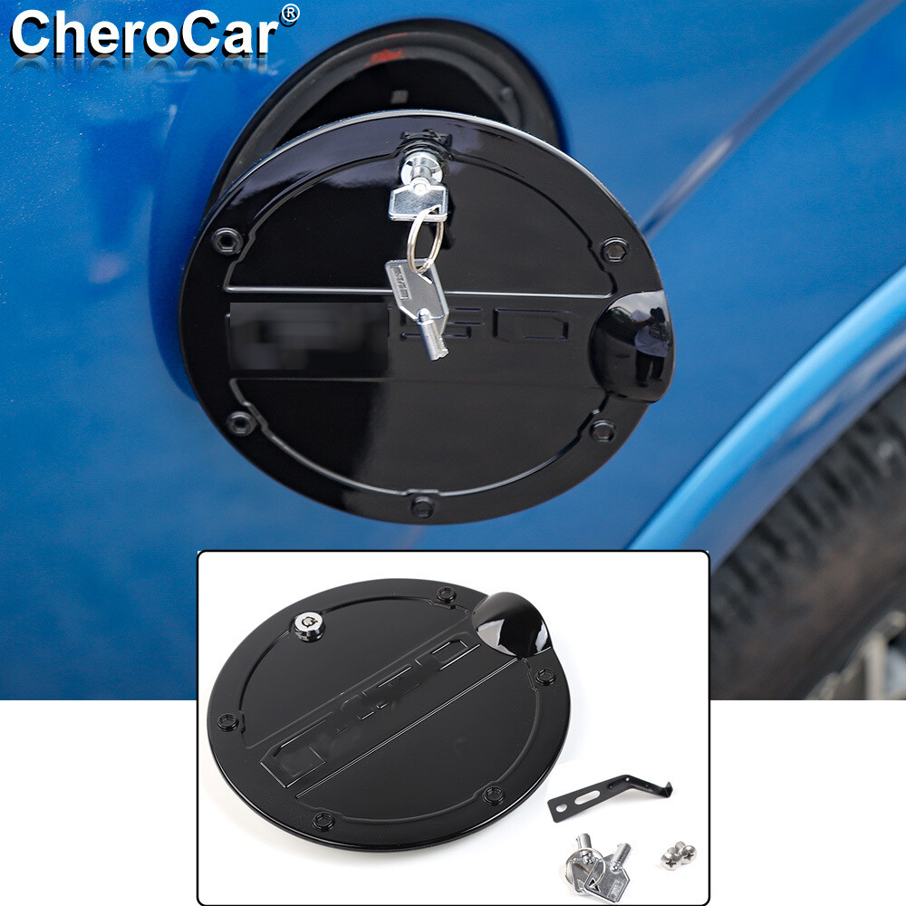 Black Fuel Filler Cover Locking Gas Tank Door Gas Cap Cover for 15-18 Ford F150
