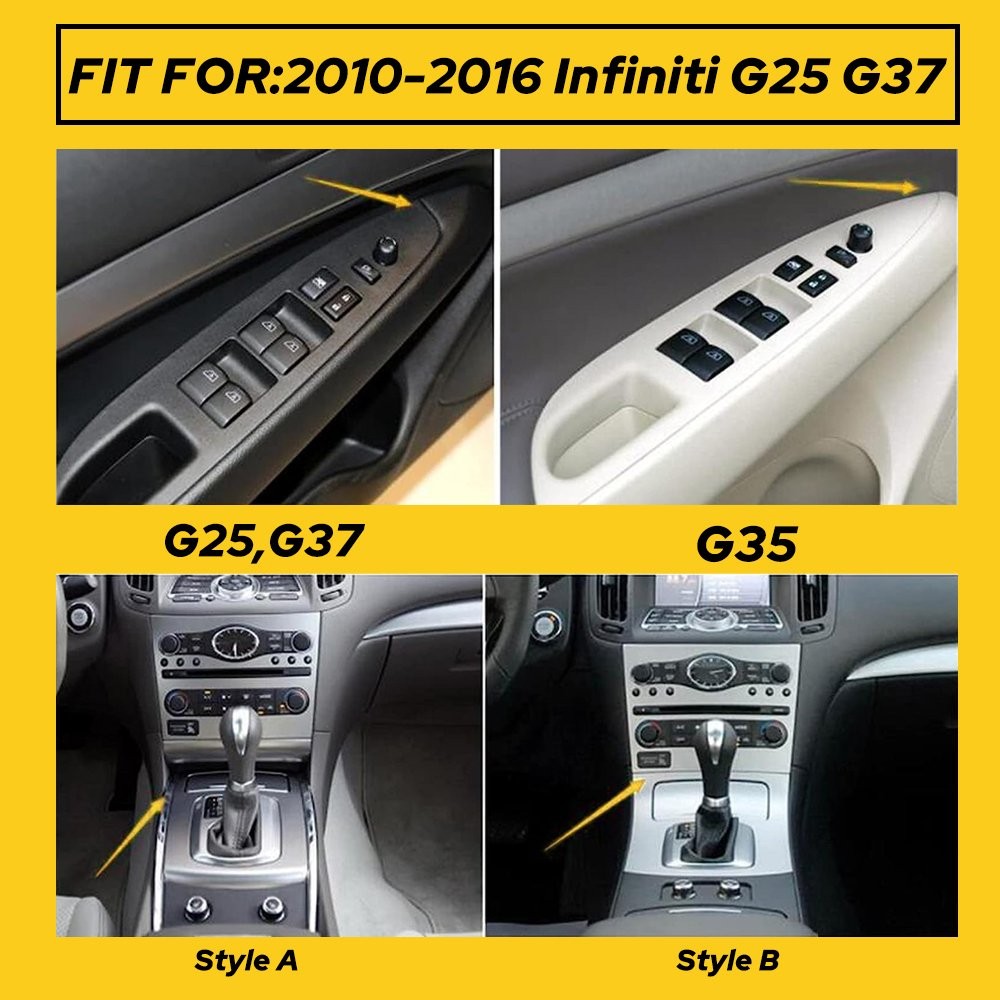 For 10-16 Infiniti G25 G37 Interior Center Console carbon Fiber Molding Stickers