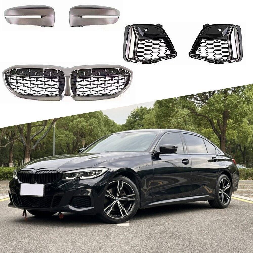 For 2020-2022 BMW 3 Series M340 G20 G28 Fog Lamp Bezel Frame+Grille+Mirror Cover
