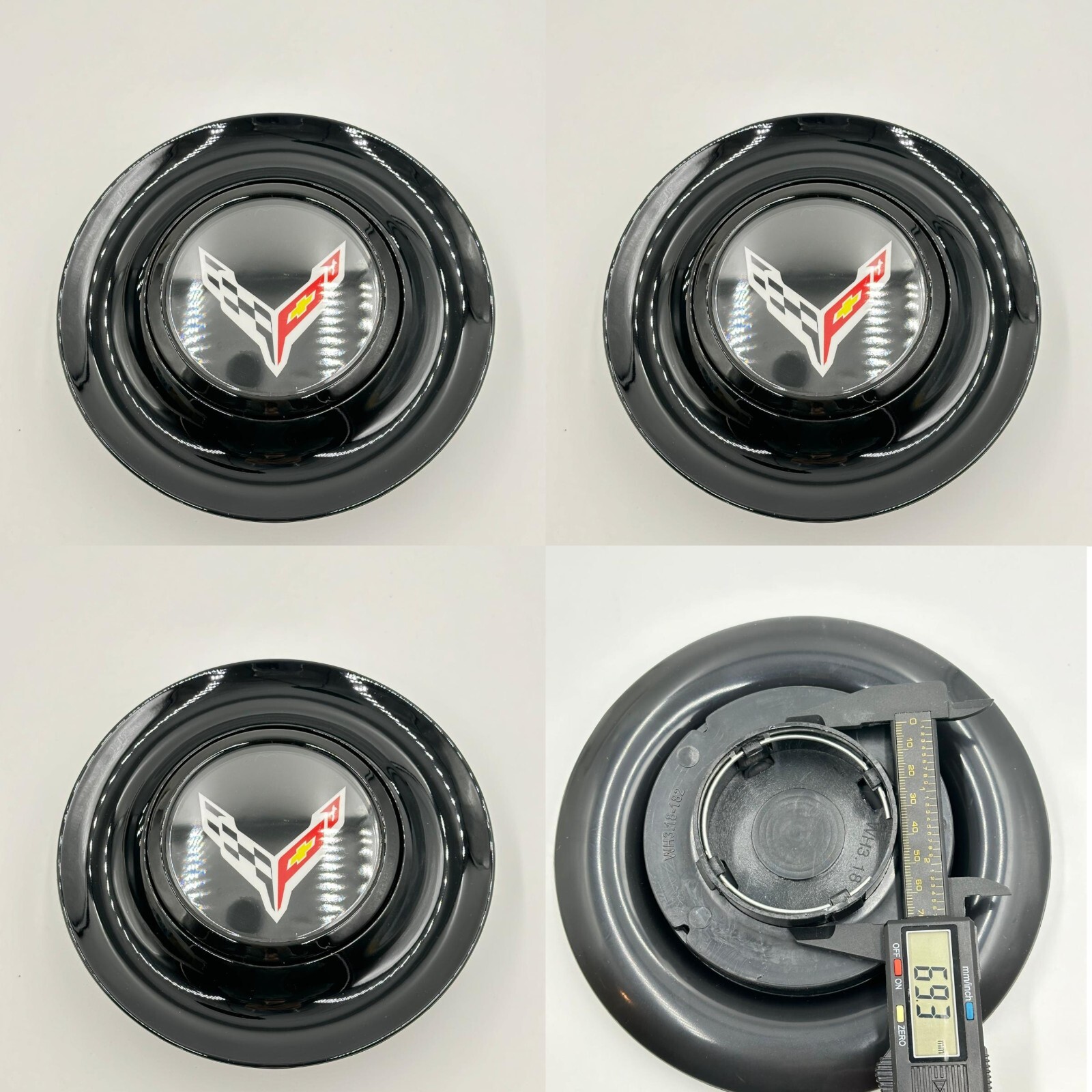 4pcs Set For Corvette XL Big Floating Cap Gloss Black Forged Rims 7.2 Inch 182mm