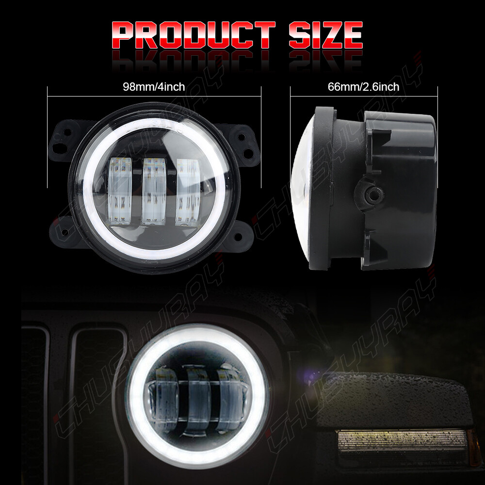 Pair 4″ Inch Round LED Fog Lights Driving Lamps Halo for Chrysler 300 2005-2010