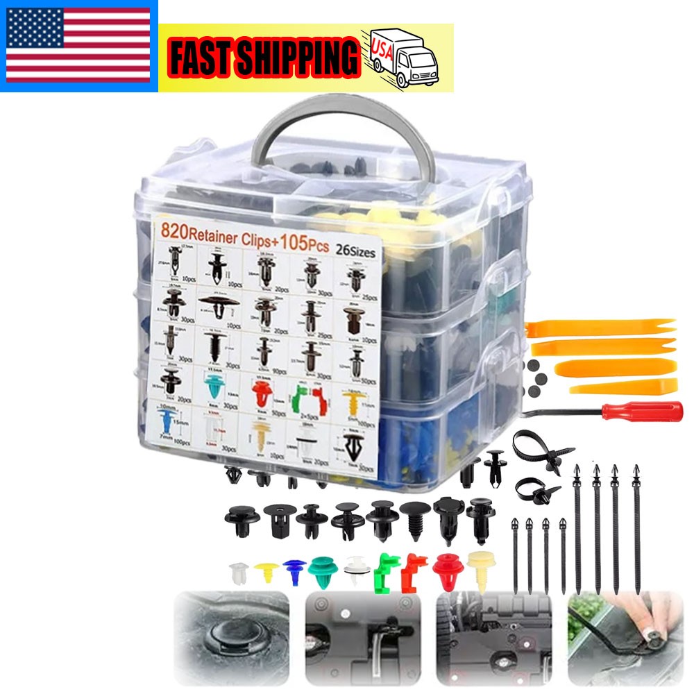 925Pcs Car Body Push Pin Rivet Fastener Clips Kit Door Trim Panel Moulding Rivet