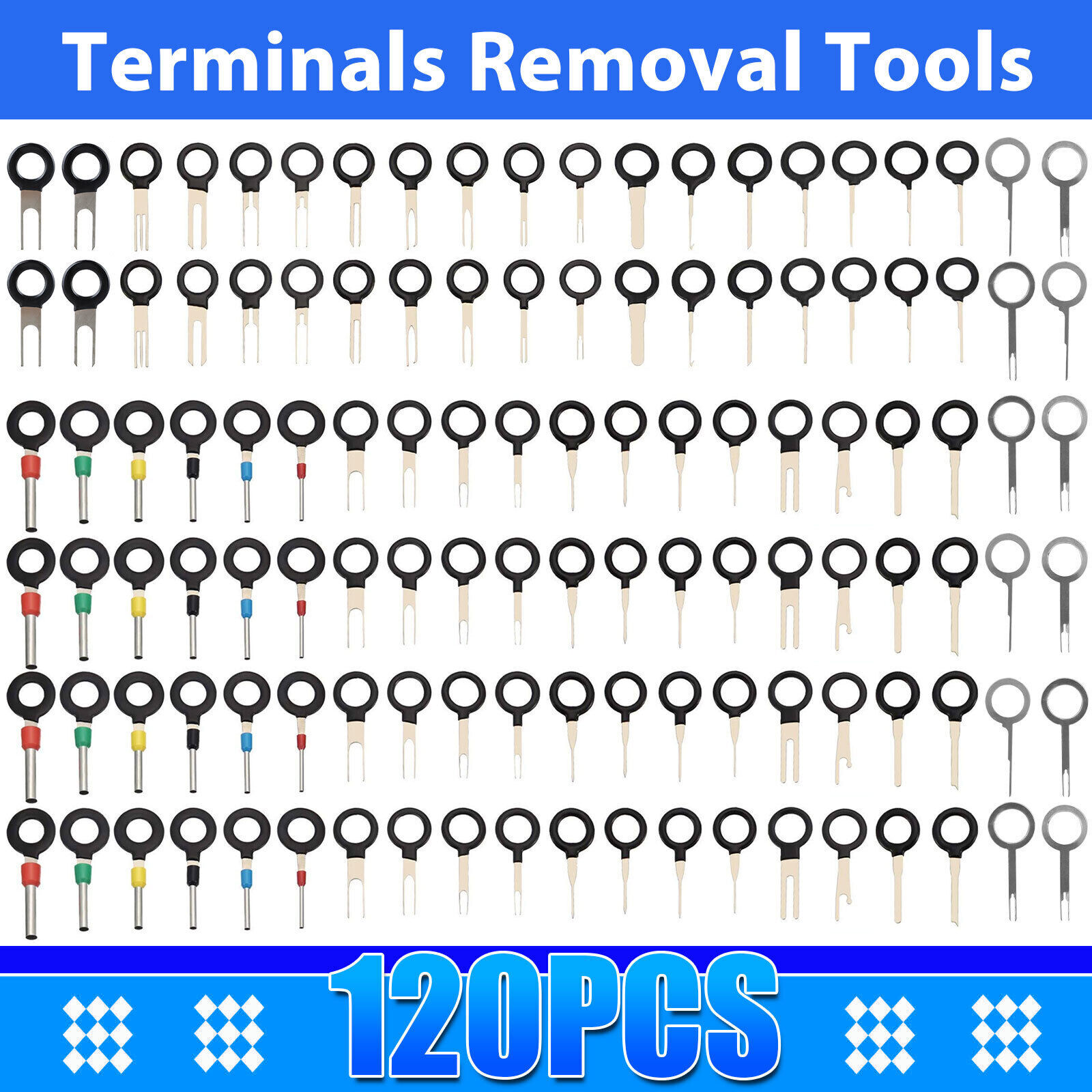 120Pcs Wire Terminal Removal Tool Car Electrical Wiring Crimp Connector Pin Kit