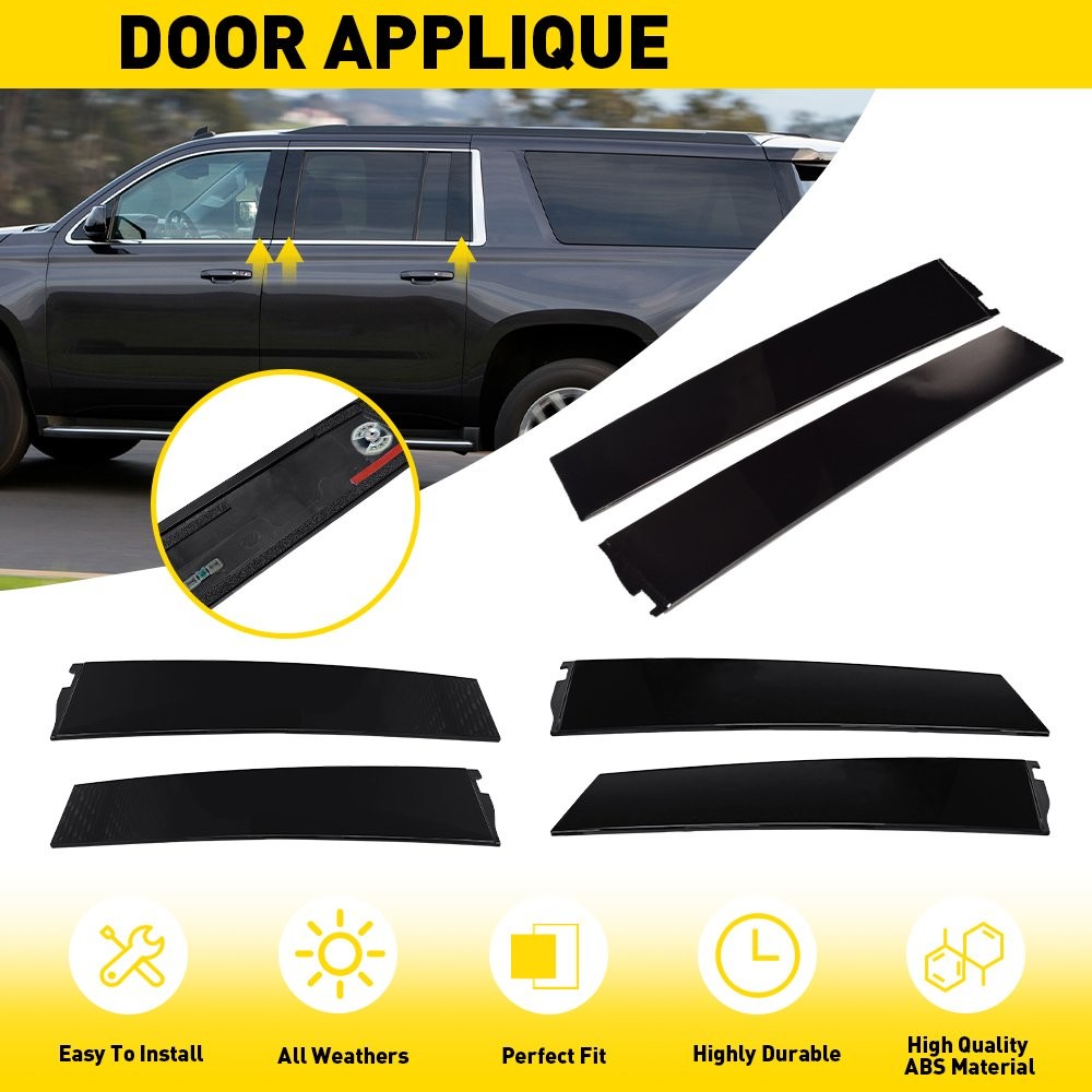 Door Window B/C Pillar Trim Molding Fit 15-18 Chevy Suburban GMC Yukon Cadillac