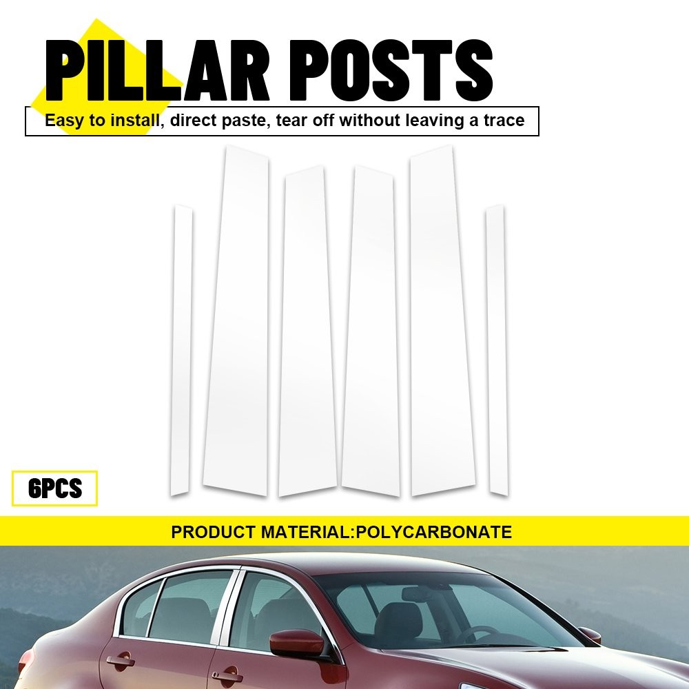 For 2002-13 Infiniti G35 G37 Sedan Chrome Door Pillar Posts Cover Trim 6pcs Set