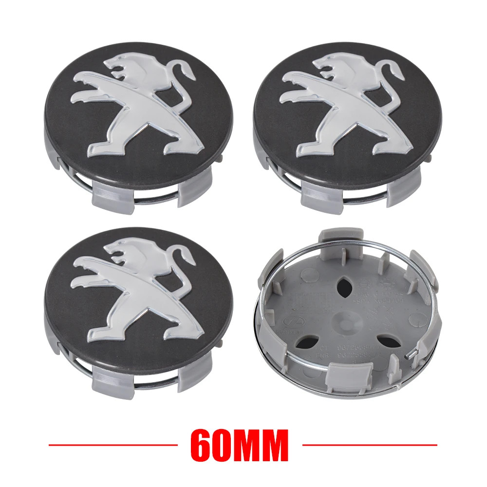 56/60mm Original 4-Piece Car Wheel Center Hub Cover Badge Cover for Peugeot