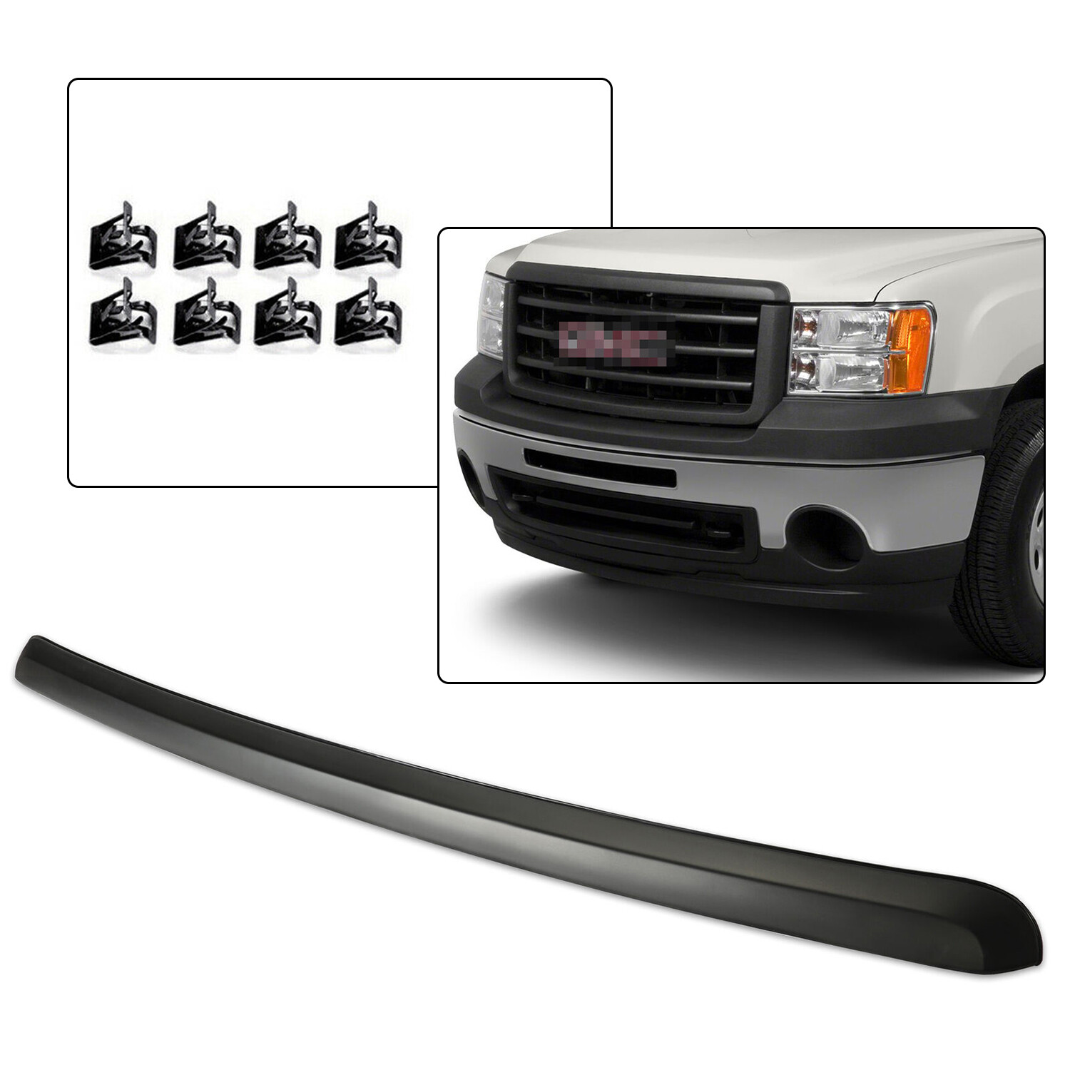 Black Front Hood Molding Trim Moulding For 07-13 GMC Sierra 1500 2500HD 3500 HD