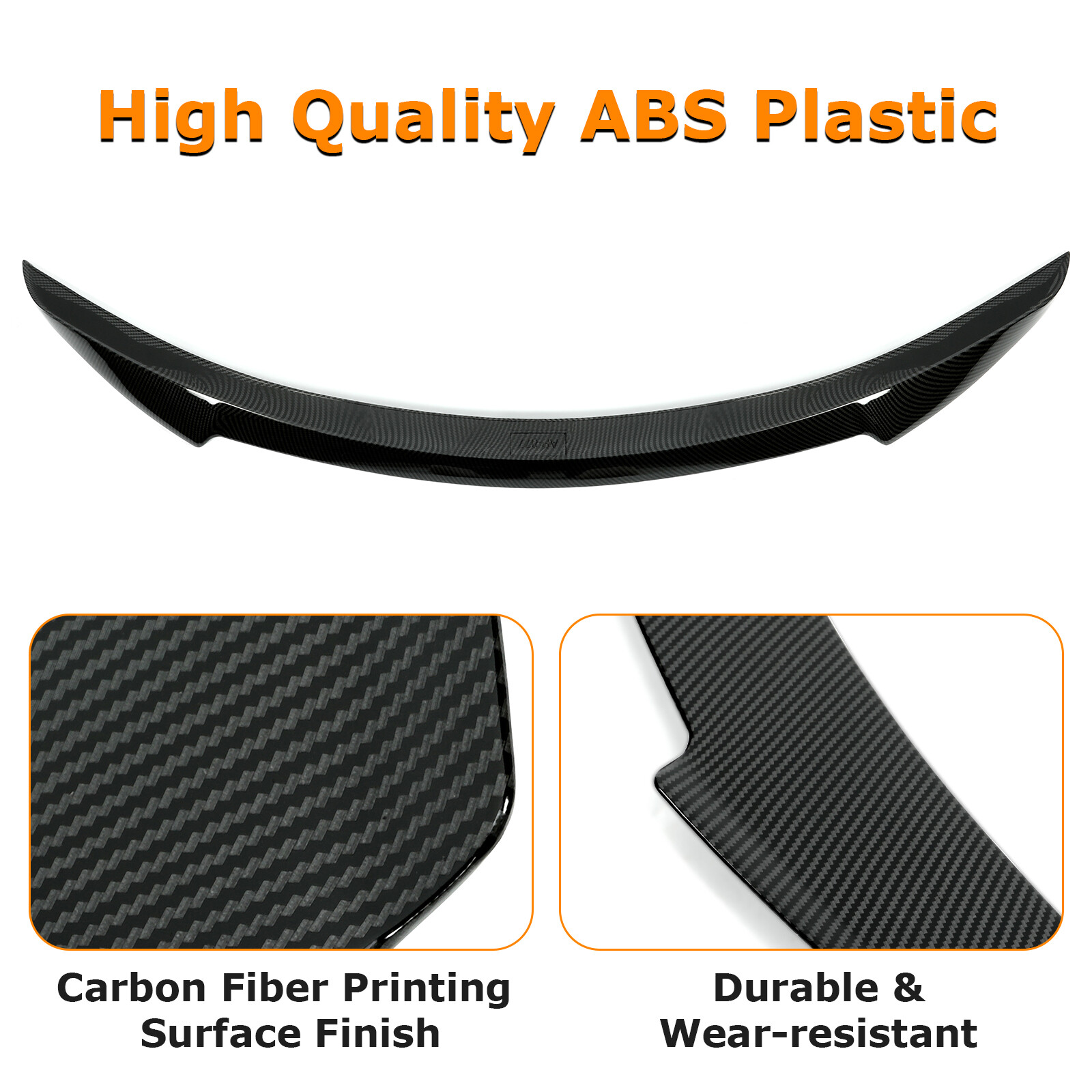 For Tesla Model S 2012-2021 Carbon Fiber Style Rear Trunk Lid Spoiler Wing ABS