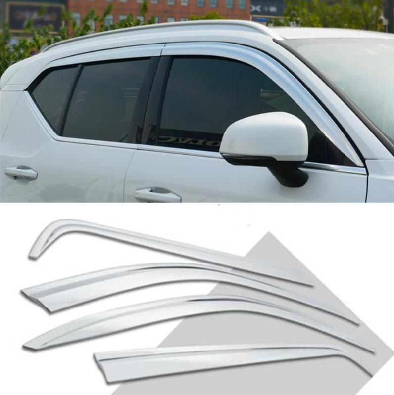 For Volvo XC40 2019-2025 Chrome Style Window Visor Vent Sun Shades Rain Guards