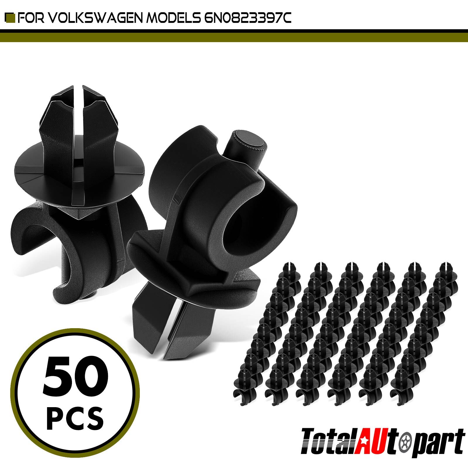50Pcs Bonnet Stay Holder Retainer Clips for Volkswagen Models 7 mm Square Nylon