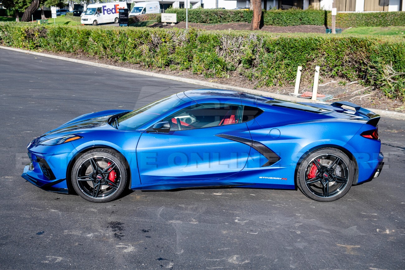 For 20-Up Corvette C8 | Z06 Style CARBON FLASH METALLIC Side Skirts Rocker Panel