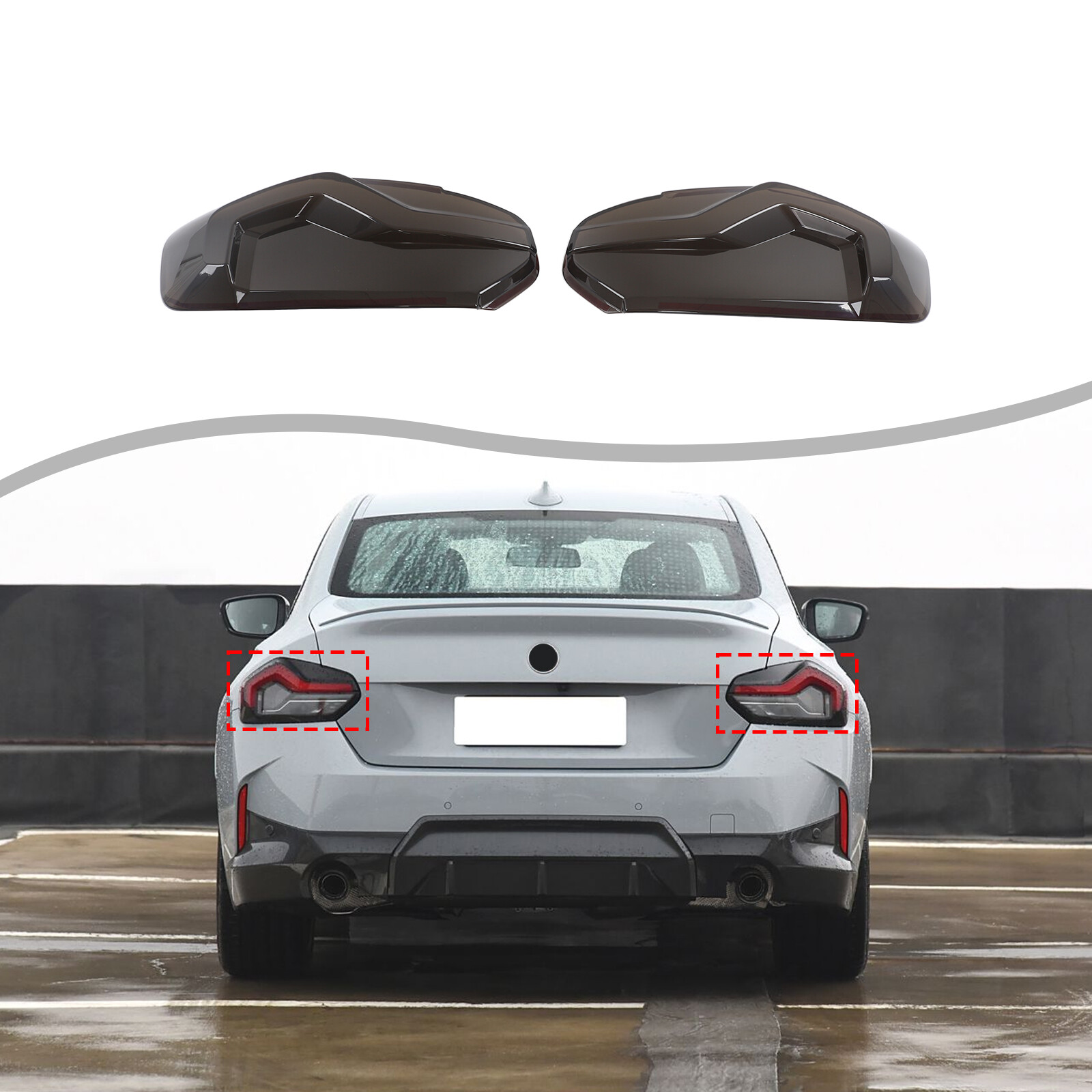 Smoked Taillight Lamp Light Shell Cover Trim Fits BMW 220i M240i G42 2022-2023