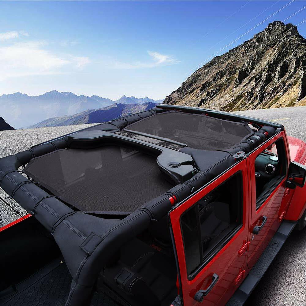 Sunshade Mesh Top Cover Provides UV Sun Protection for Jeep Wrangler JK JKU 07+