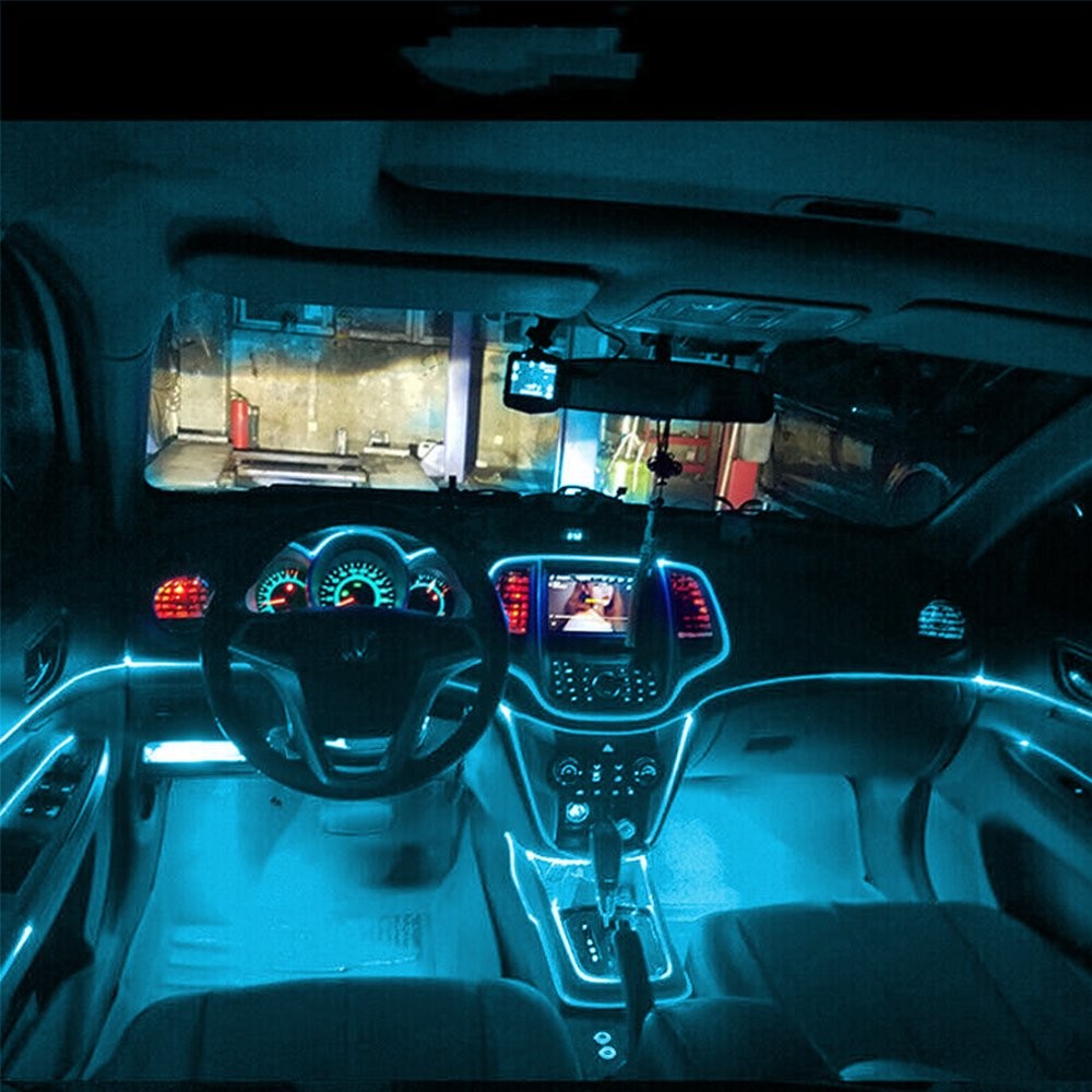 2M Cold White LED Car Interior Decor Trim Atmosphere Wire Strip Light Lamp Dash