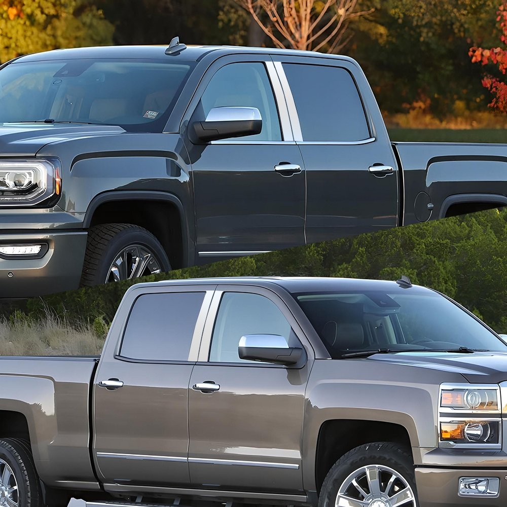 4X Chrome Window Pillar Post Cover Trim For 2014-2018 Chevy Silverado GMC Sierra