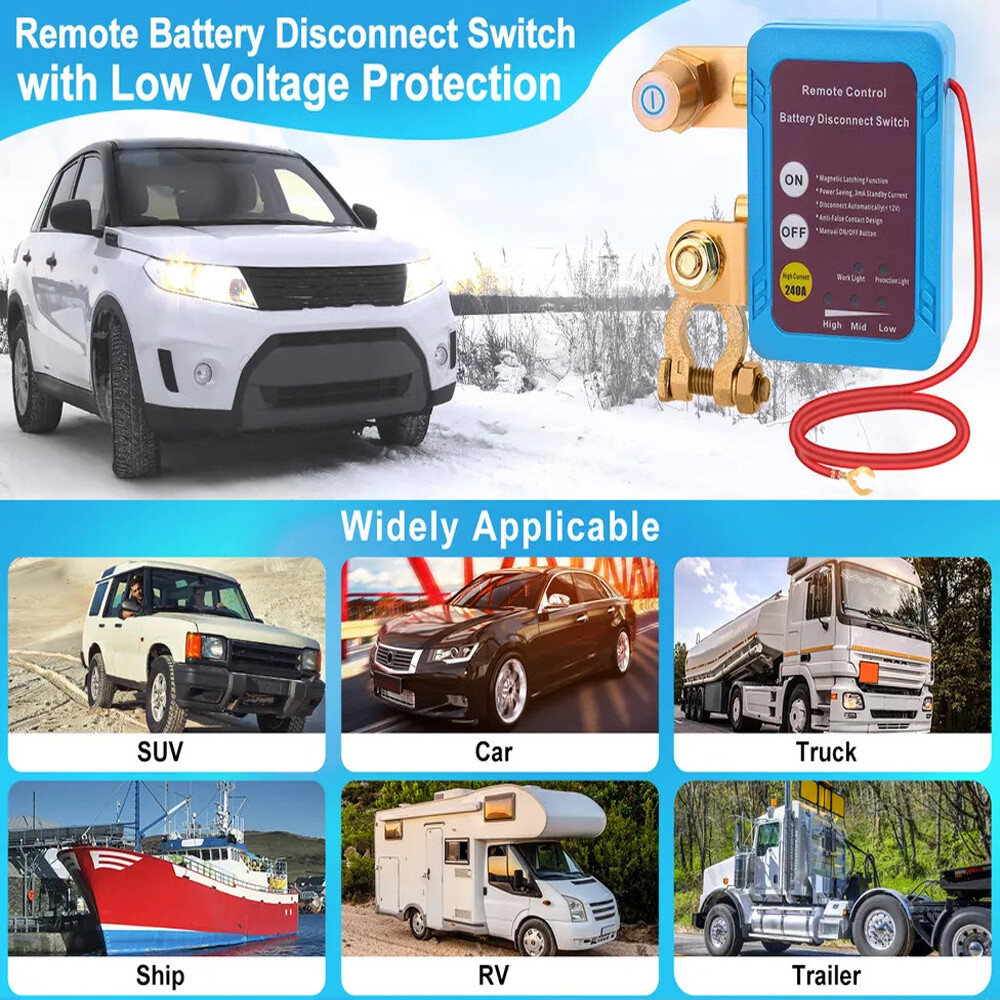 Car Battery Switch Disconnect Power Kill Master Isolator Cut Off Remote Control