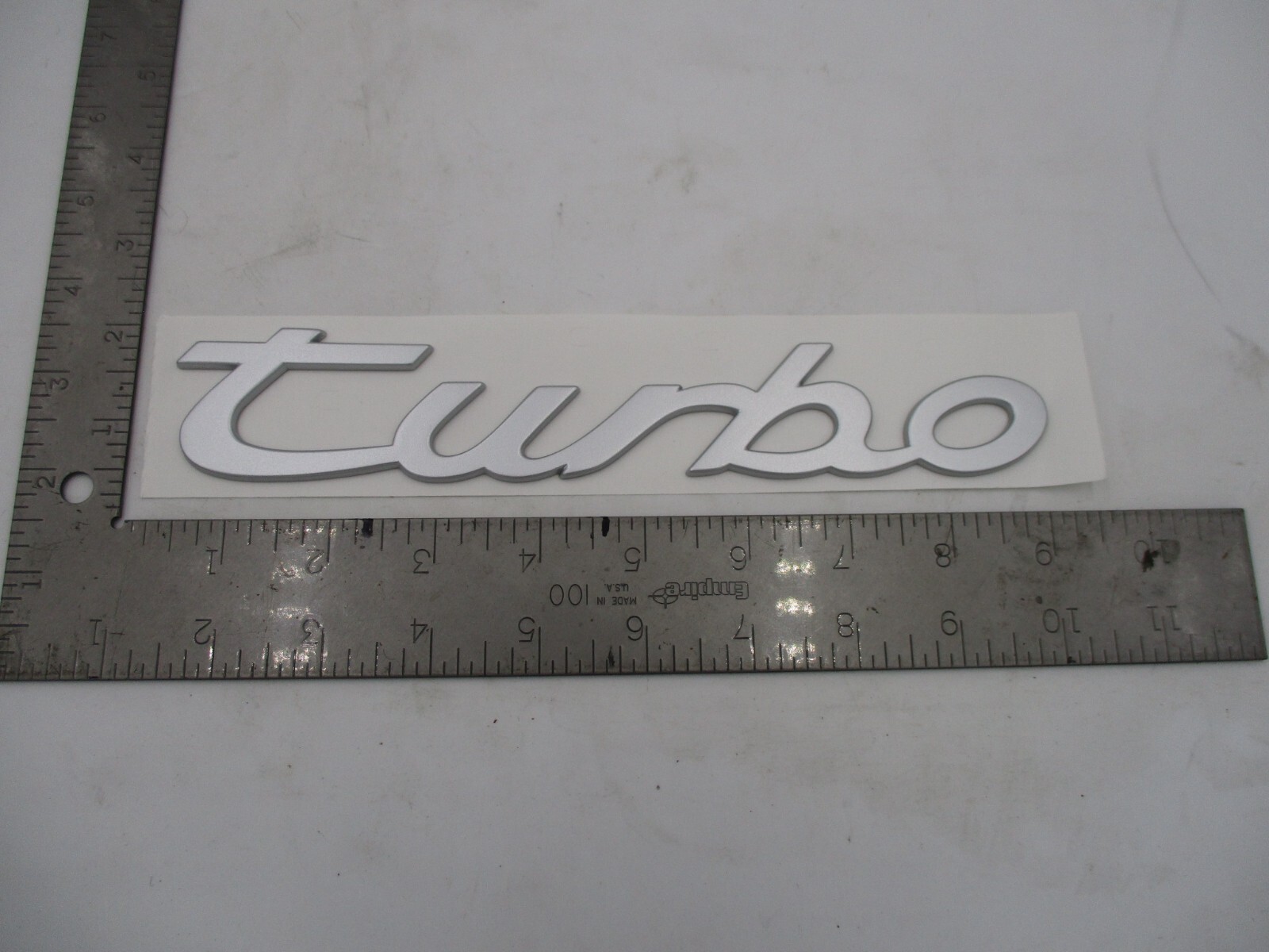 PORSCHE 944 TURBO 951 SILVER ” TURBO ” EMBLEM BRAND NEW GENUINE PORSCHE