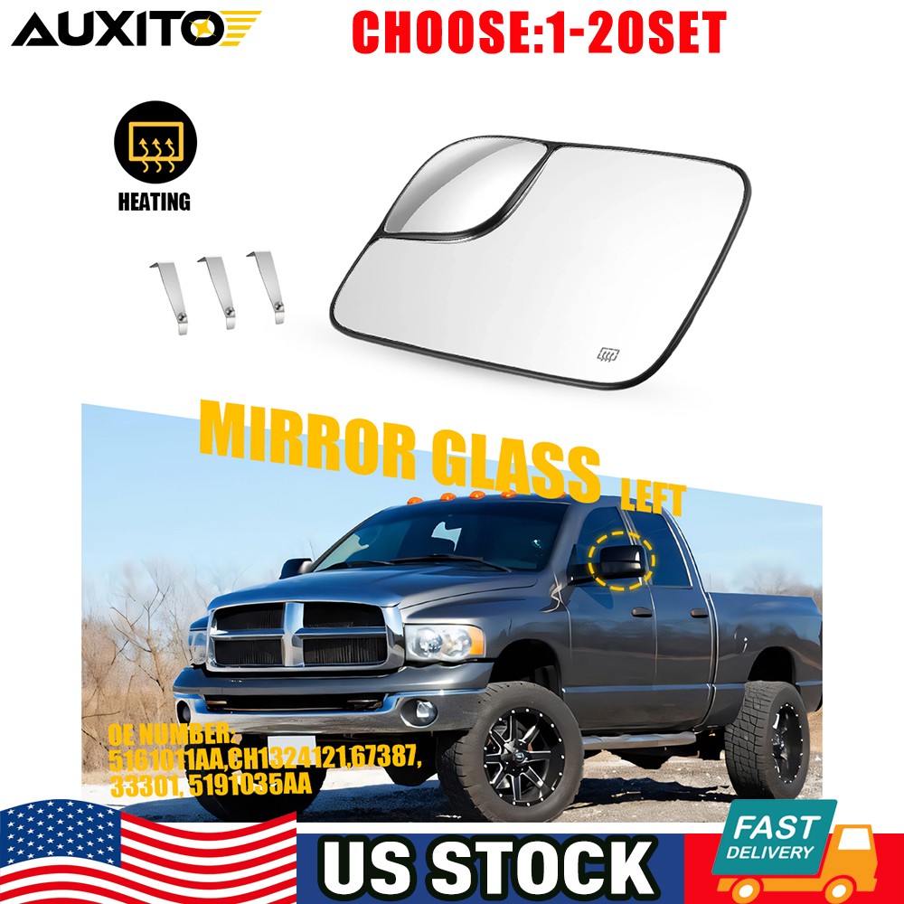 Heated Driver Side Tow Mirror Glass Fit 2005-2009 Dodge RAM 1500 2500 3500 1-5X