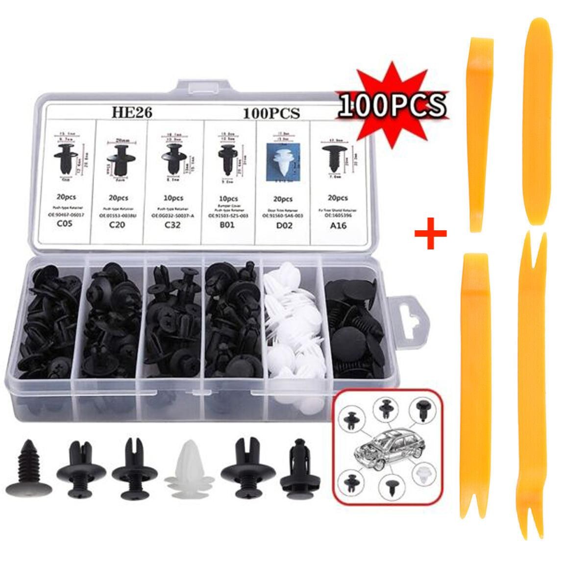 104pcs Car Body Plastic Trim Retainer Fastener Clips Push Pin Fender Bumper US