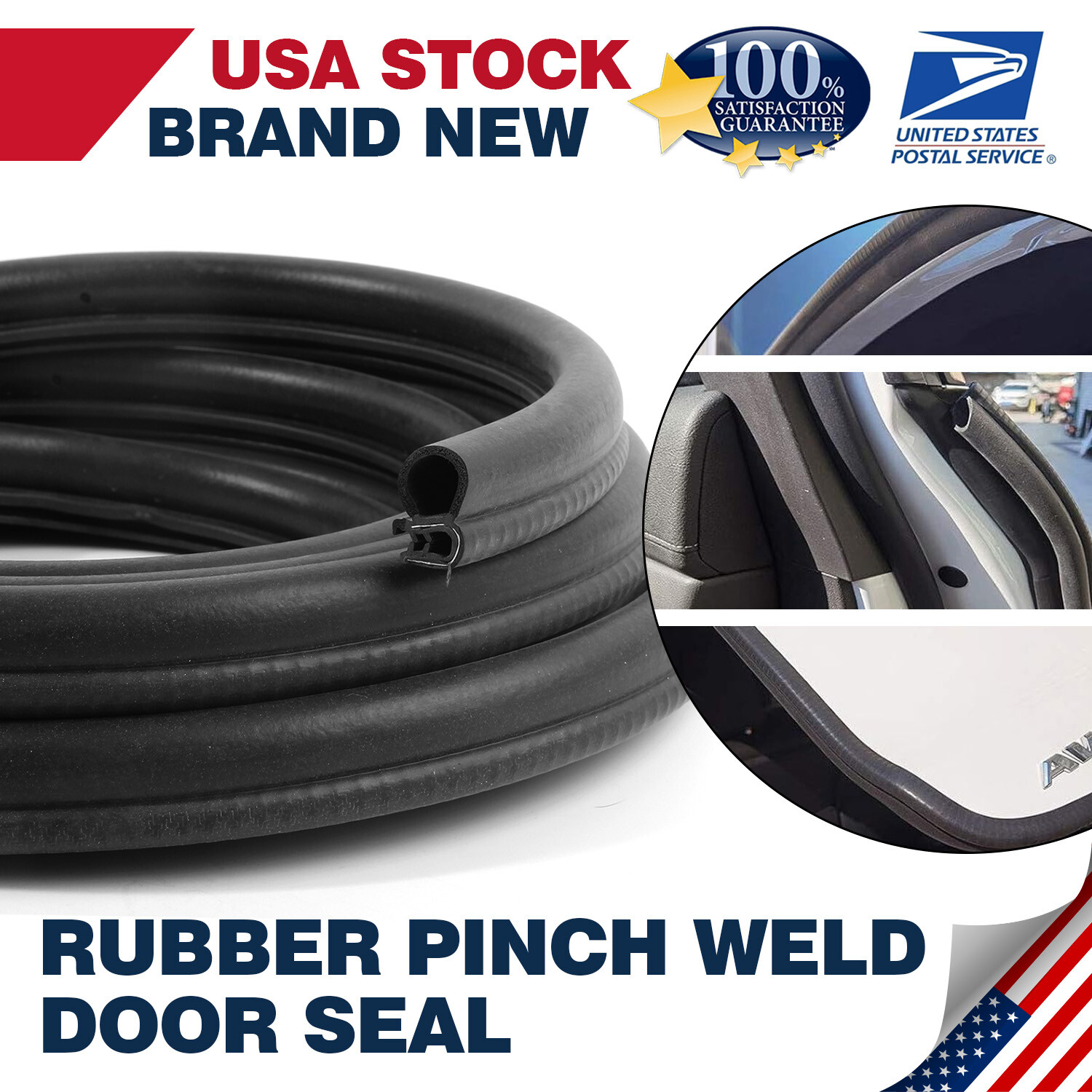 19.7ft 6M U-Shape Car Rubber Seal Weather Strip Door Trunk Hood Edge Trim Black