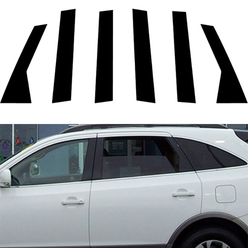 Glossy Black Fit Hyundai ix55 2007-2015 Window Pillar Posts Door Side Trim Cover