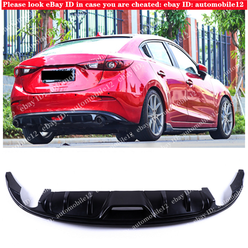 Fits For Mazda 3 AXELA Sedan 2014-2018 Black ABS Rear Lip Bumper Diffuser Kit