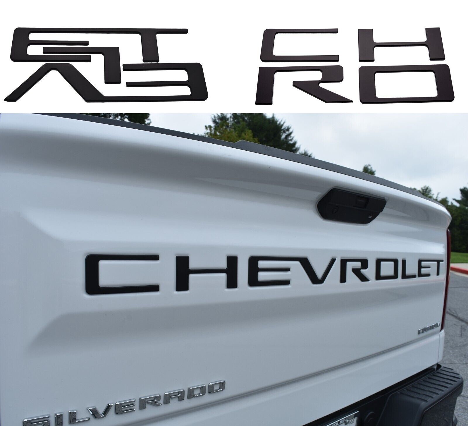 New Black Chevrolet Raised Tailgate Letters Decal for 2019-2024 Chevy Silverado