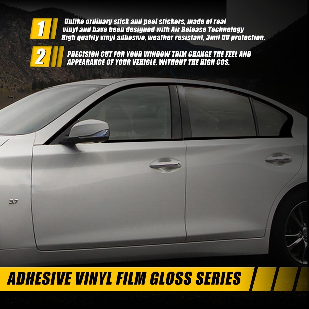 For Infiniti Q50 2014-2024 Glossy Black Window Chrome Delete Blackout Overlay