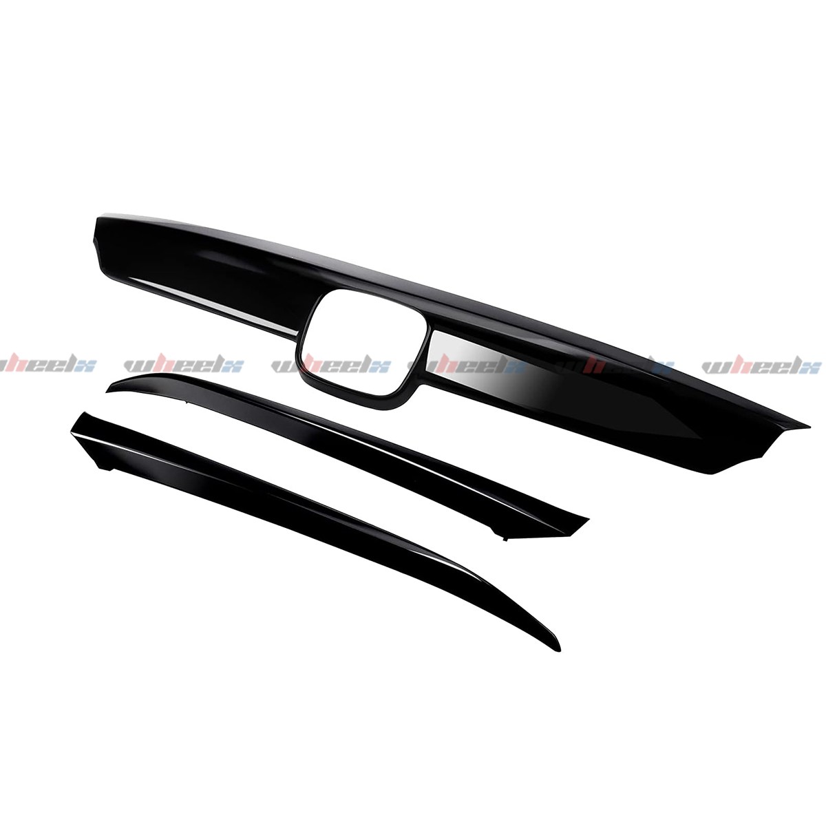GLOSSY BLACK FRONT GRILL GARNISH TRIM + EYELID COVER FOR 2018-2020 HONDA ACCORD