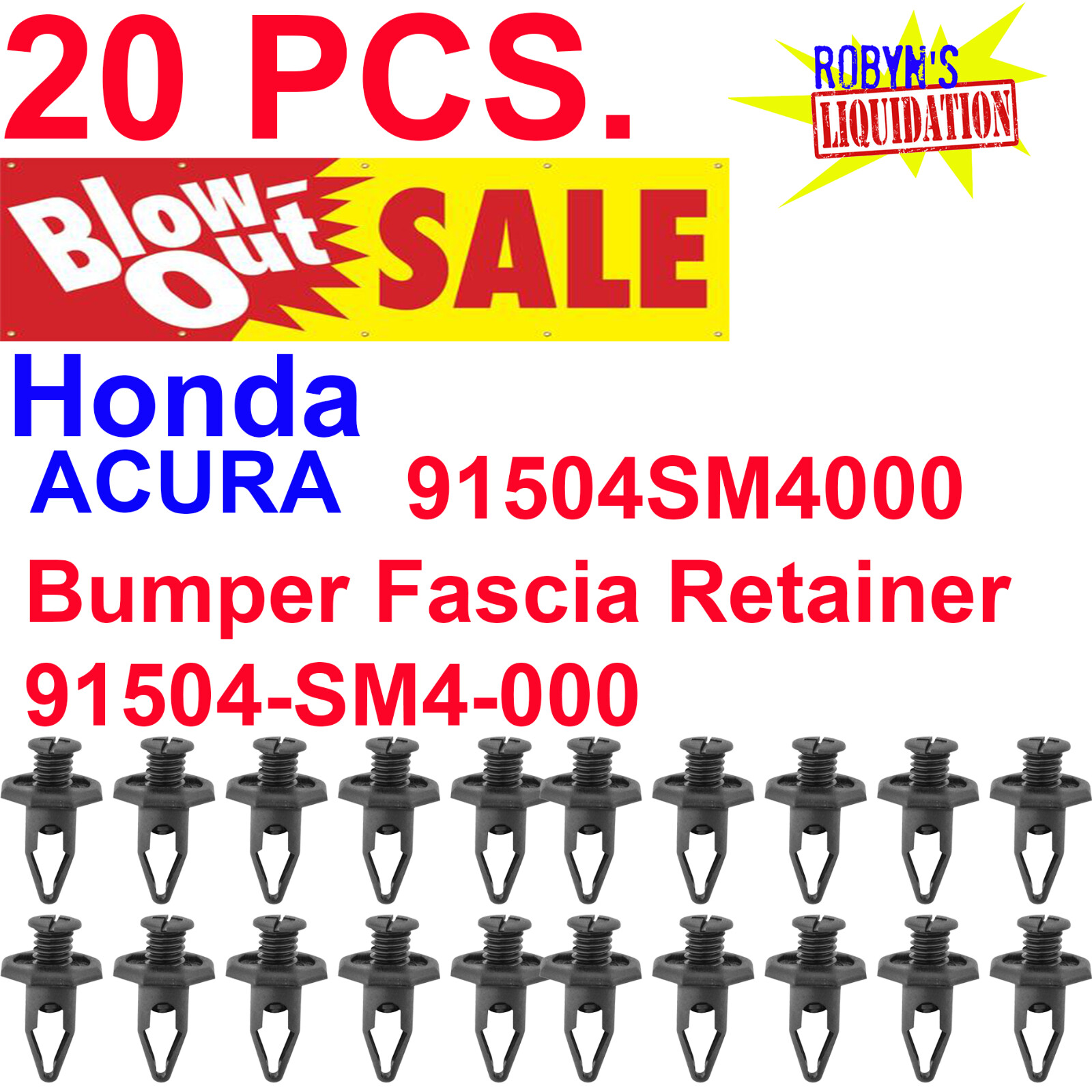 20pcs Fit Honda ACURA 91504SM4000 Bumper Fascia Retainer 91504-SM4-000