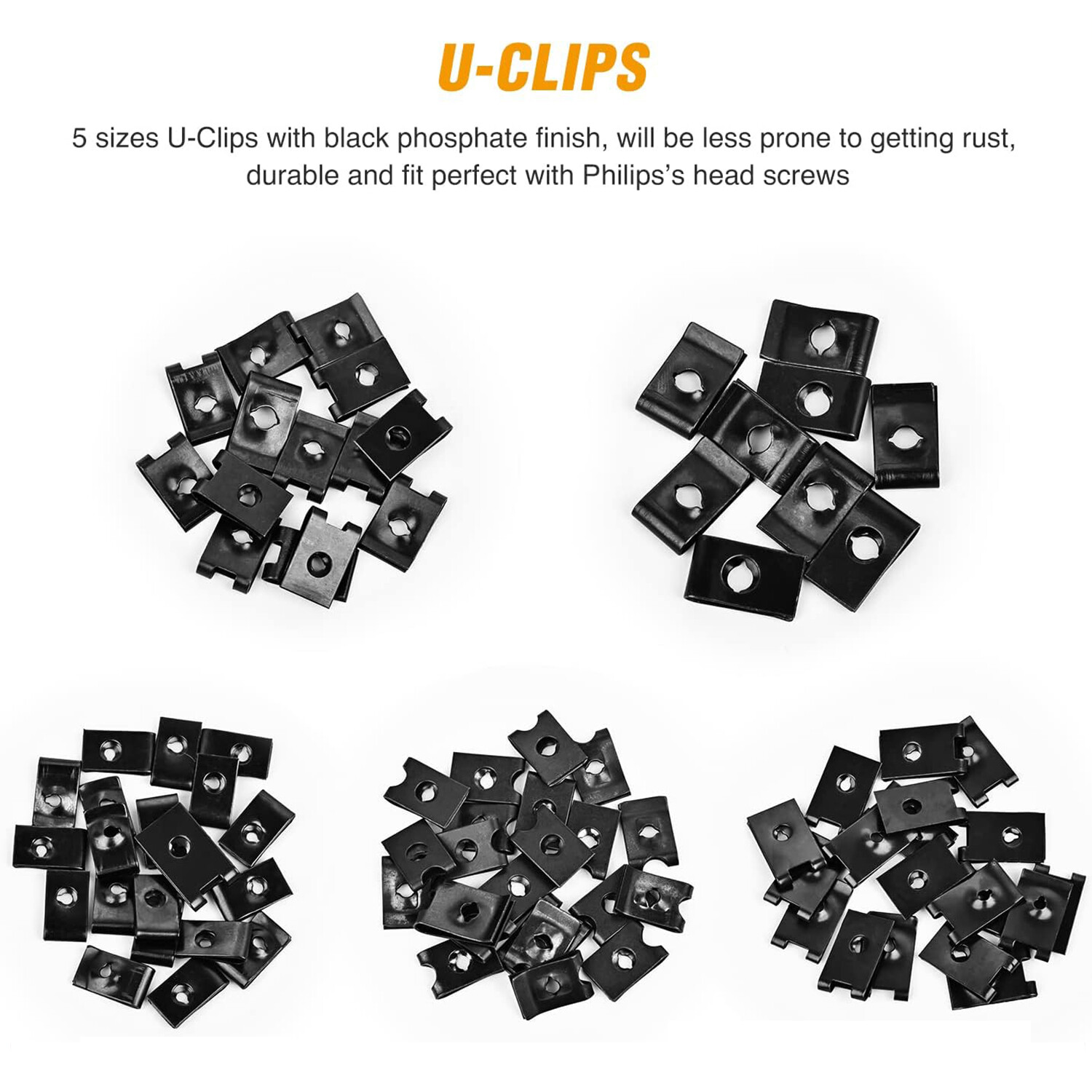 170x Car U-Clip Kit U Nut & Screw Replacement Parts for Dash Door Panel interior