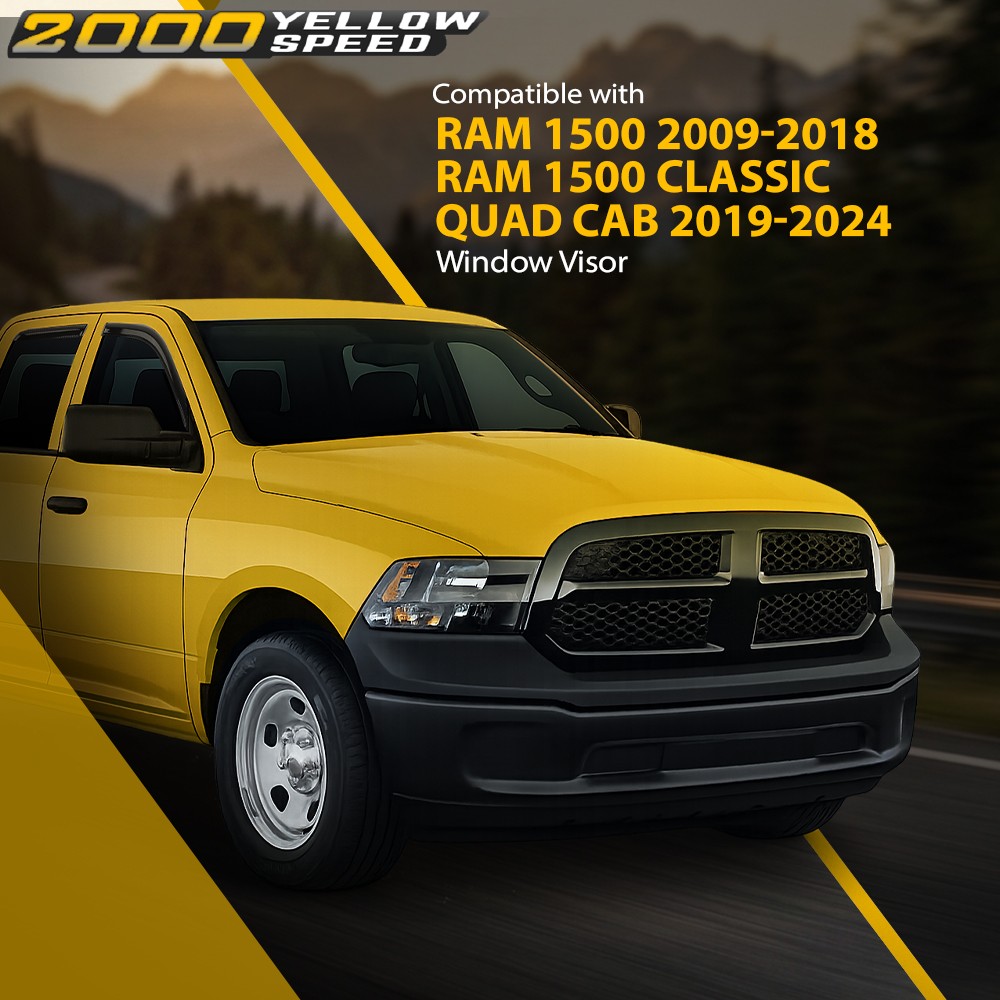 Fits 2009-2024 Ram 1500 & Classic Quad Cab Window Visors Rain Guards Deflectors