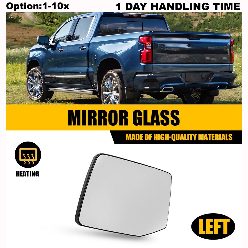 Left Driver Mirror Side Glass Heated w/ Backing For 2019-2023 GMC Sierra 1500