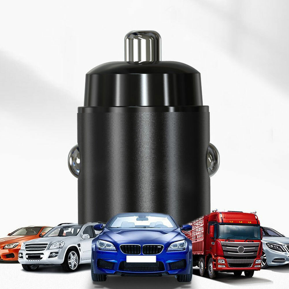 Mini Dual USB Type-C PD Super Fast 30W Car Phone Charger Adapter Black