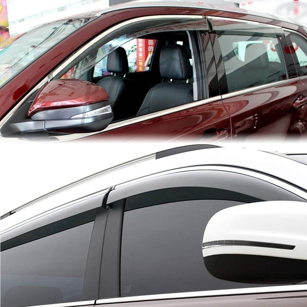 For Toyota Highlander 2014-2019 Chrome Trim Window Visors Vent Shade Rain Guards
